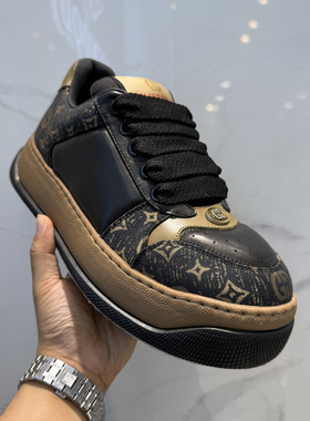 欧货高端真皮拼接厚底时尚板鞋花色休闲鞋潮流男鞋2024秋冬鞋子