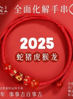 2025蛇年本命年红绳手链生肖蛇太岁护身符编织红手绳男女龙猪虎猴