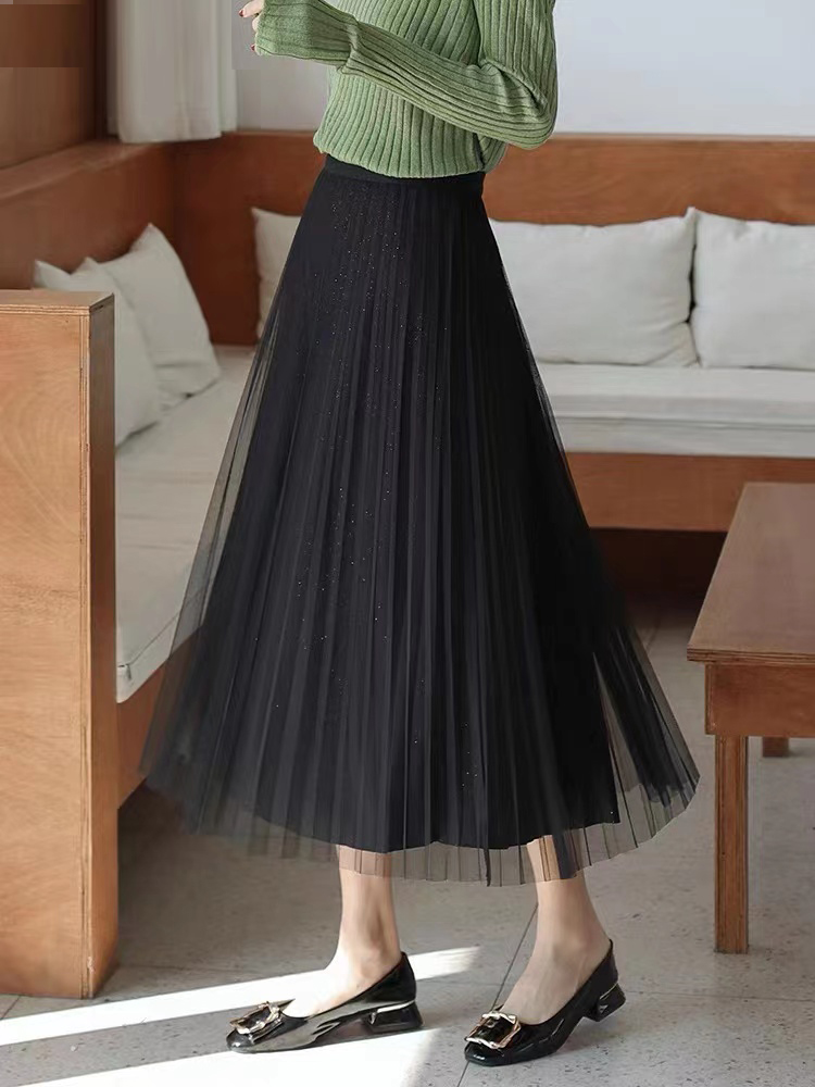 赠送运费险百褶网纱裙