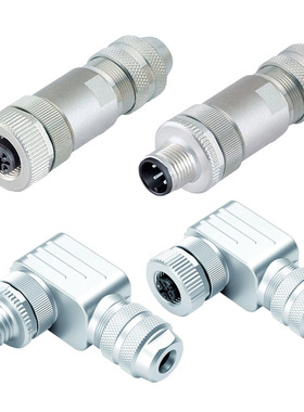 航空插头 M12 4芯5孔8P 全金属全屏蔽PG7 PG9 传感器 连接器
