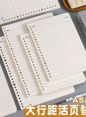A5 20孔B5 26孔 11mm 13mm 15mm活页纸替芯可拆卸活页纸大宽行距