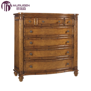 美式轻奢风格家具定制卧室全实木五斗柜 复古玄关 门厅装饰柜储物