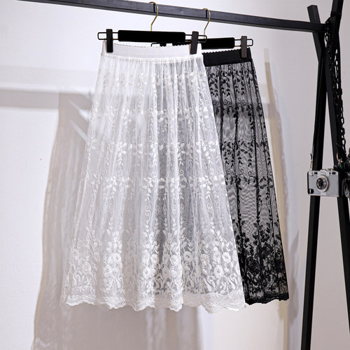 纱裙蕾丝绣花单层透明外搭