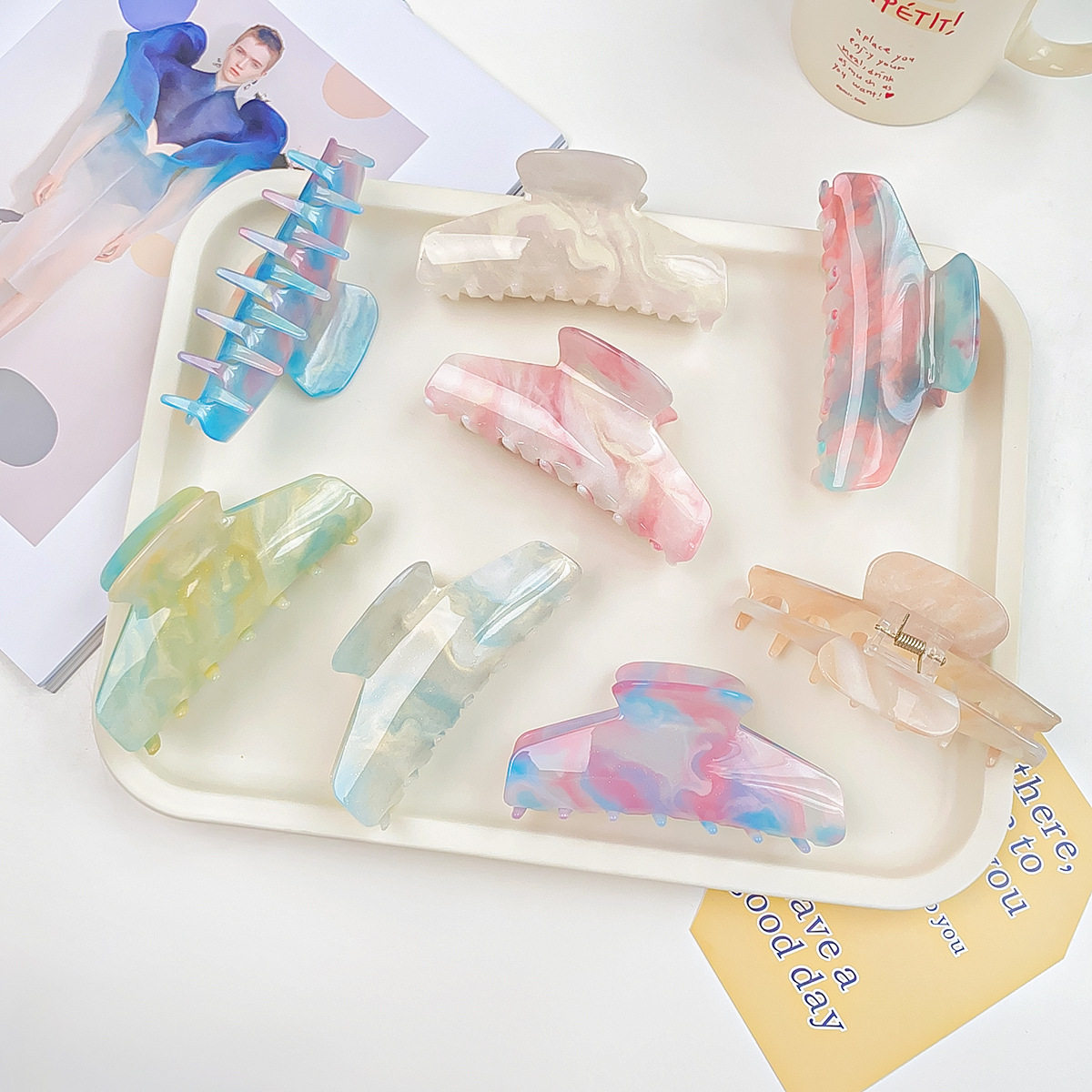 变色发卡亚克力大号鲨鱼夹甜美气质发夹女盘发后脑勺抓夹发抓,饰品/流行首饰/时尚饰品新,民族风发饰,淘宝优惠券,粉丝福利购,淘宝优惠卷