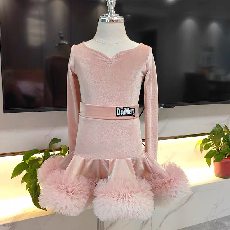 女童拉丁舞练功服少儿2025新款秋冬季网红训练套装高端表演出服