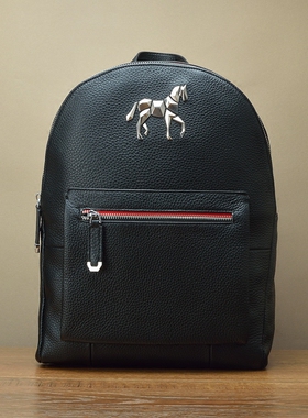 fima进口头层牛皮男背包 轻奢定制铆钉马 北欧时尚手工真皮双肩包