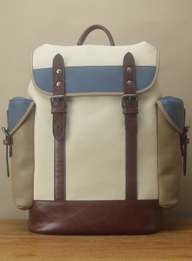 TOGO牛皮手工轻奢时尚真皮背包经典休闲旅行男士电脑双肩男包大包