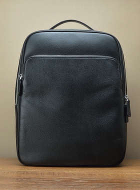 Fima进口水牛皮男双肩包 日韩设计师商务真皮背包 方形个性电脑包