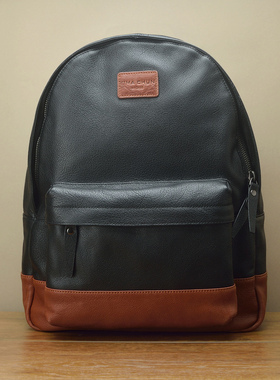 纯手工时尚撞色 fima进口胎牛皮双肩背包 经典学院潮运动轻奢真皮