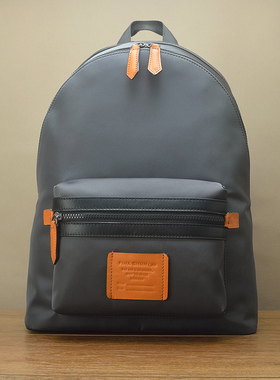 手工进口尼龙配真皮背包 植鞣牛皮高级灰时尚轻潮防水设计师情侣