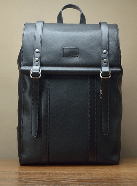 fima进口植鞣牛皮男背包 原创手工真皮文艺复古 胡椒盐双肩电脑包