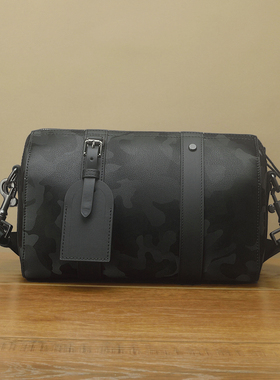 FIMACHUN进口黑迷彩牛皮枕头包 新款小众轻奢时尚旅行真皮斜挎包