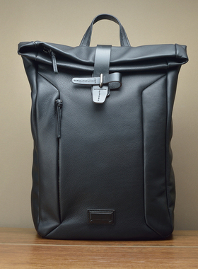 fima进口小牛皮男背包 真皮翻盖双肩包 旅行运动时尚潮人电脑包