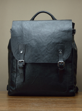 Fima进口小牛皮男背包 街头潮流韩个性真皮背包 复古潮人电脑包