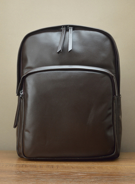 Fima进口小牛皮男士背包 方型商务电脑真牛皮双肩包 欧美休闲书包