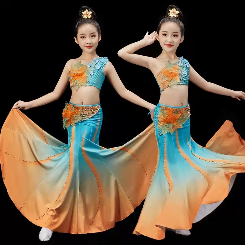 桃李杯滇南映少舞蹈服儿童傣族服装女童演出服西双版纳表演服装女