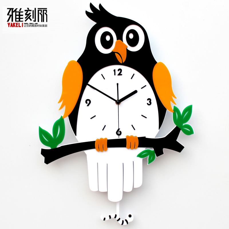 雅刻丽儿童房钟表挂钟客厅静音创意潮流艺术简约田园卡通鹦鹉时钟在类目 居家日用, 钟, 挂钟中 - 来自Buy2taobao.com提供专业的淘宝代购服务