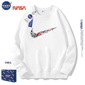 奥特莱斯NASA联名男女卫衣秋冬季加绒上衣新款潮流情侣装长袖衣服