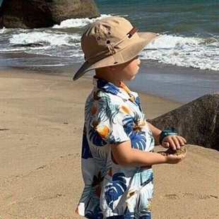 台湾沙滩度假男童女童花衬衫 五分袖 亲子装 短袖 碎花衬衣宽松海边潮