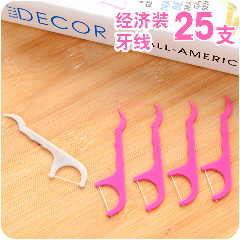 弓形超细牙线牙线棒牙缝清洁线儿童牙齿护理扁线剔牙塑料牙签袋装