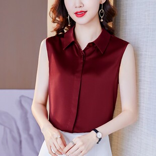 春季 高级感叠穿白色衬衫 衬衣领上衣内搭配西装 打底衫 背心女 女无袖