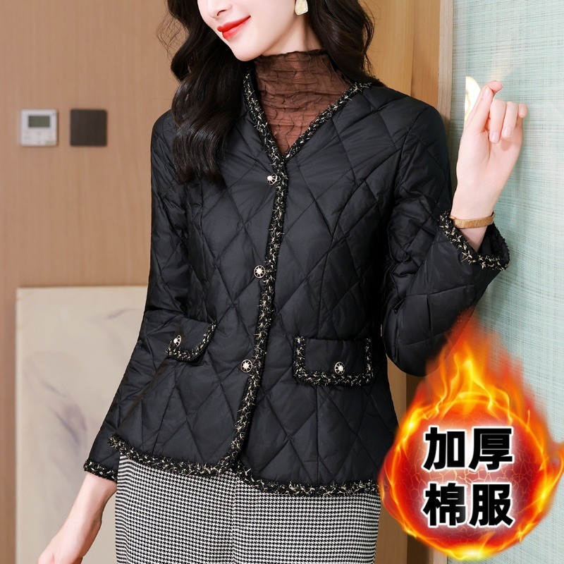 百搭短款羽绒棉拼接短外套保暖