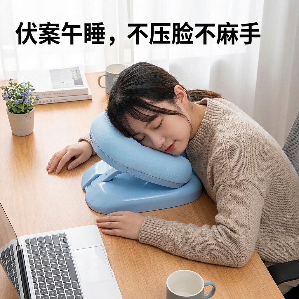 比浮梦午睡枕成人办公室学生课桌午休趴睡枕海绵柔肤可调节回弹枕