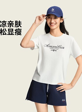 李宁女子短袖文化衫2026夏季新款冰感舒适吸湿排汗宽松T恤AHSW312