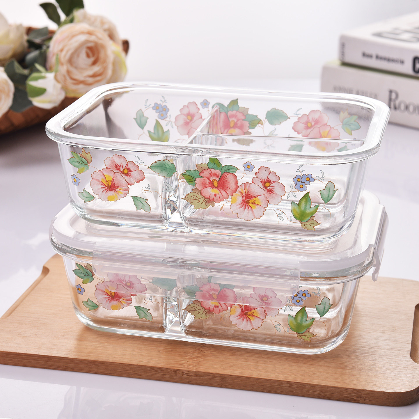 韩国上班族玻璃饭盒带饭餐盒可微波炉专用碗分隔便当盒保温保鲜盒,餐饮具,保鲜盒,淘宝优惠券,粉丝福利购,淘宝优惠卷