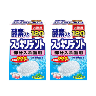 日本Lion Chemical可摘局部义齿 清爽酵素 假牙清洁剂120片*2保税
