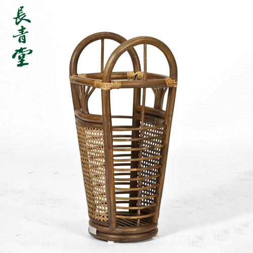 长青堂创意藤编收纳桶门口雨伞架