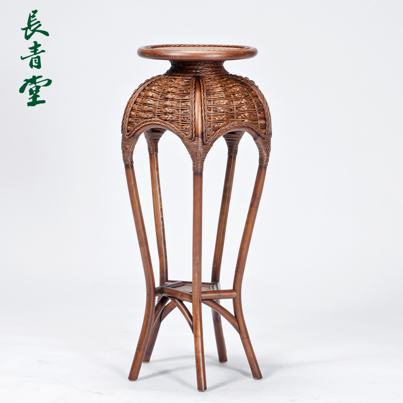 长青堂藤编花架阳台创意多层盆栽