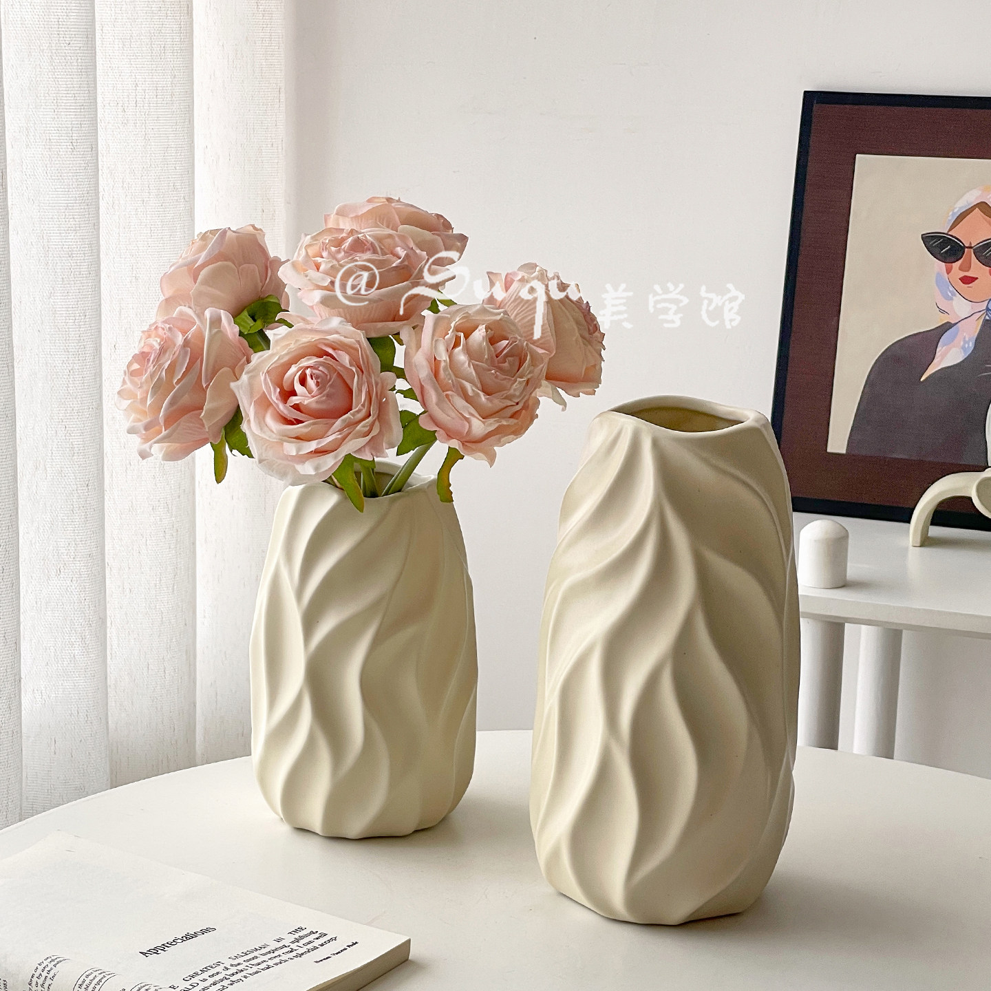 轻奢奶油风陶瓷花瓶水培鲜花玫瑰水养插花器装饰摆饰现代简约客厅,鲜花速递/花卉仿真/绿植园艺,花瓶,淘宝优惠券,粉丝福利购,淘宝优惠卷