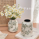 复古仿古陶瓷小花瓶摆件客厅插花干花小众高级感创意装 饰品田园风