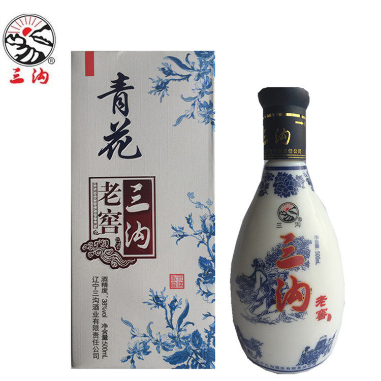 纯粮酿造三沟老窖青花38度42度500ml礼盒浓香型礼品白酒阜新特产
