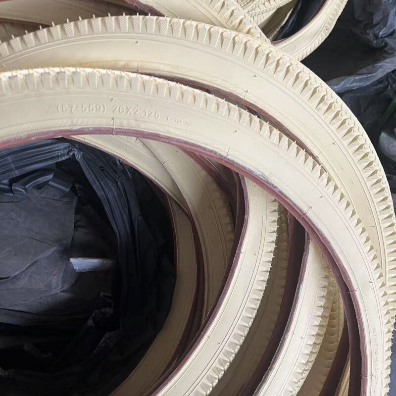 白色彩色26寸山地车大颗粒车胎2.125车胎自行车轮胎越野耐磨加厚