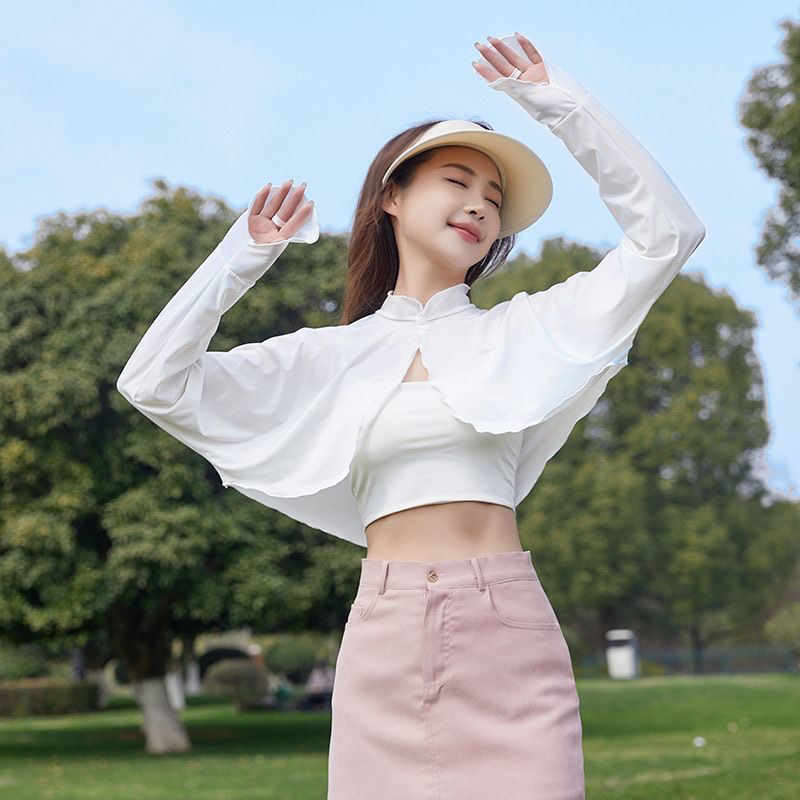 披肩防晒女夏季新款原纱斗篷防晒衣骑车开车遮阳大码冰丝透气外套
