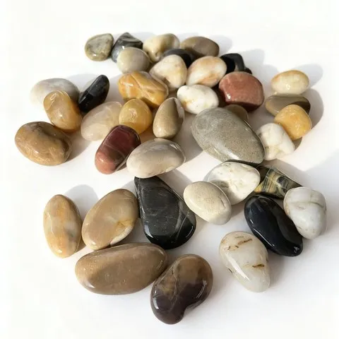 天然五彩石哑光盆栽鱼缸高光鹅卵石混色精品园林雨花石仿真