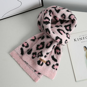 毛线围脖 复古豹纹软糯针织围巾女生冬天保暖千禧辣妹个性 时尚 经典