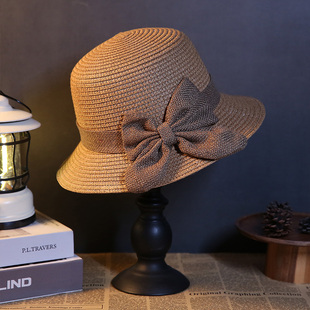 夏天小沿草帽女休闲文艺风百搭渔夫帽小礼帽遮阳沙滩帽可折叠凉帽