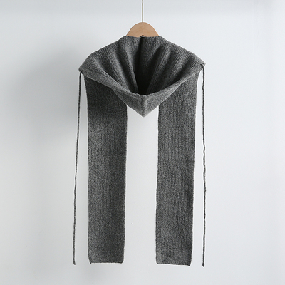 含羊毛时髦针织连帽子围巾一体披肩叠穿外搭秋冬季保暖时尚围脖女