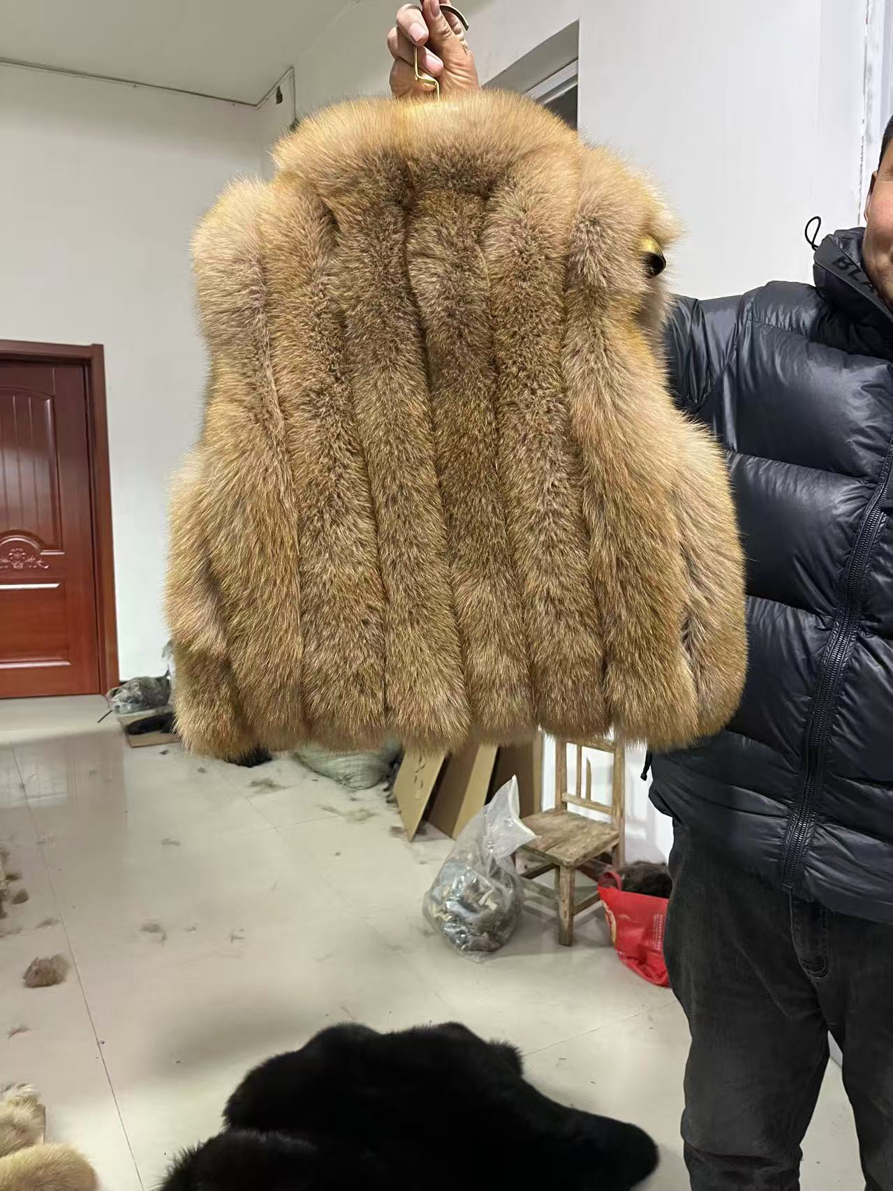 2025新款进口整皮狐狸毛中长短外套