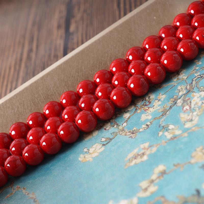 胭脂红马山玉散珠饰品配件仿红玛瑙手链项链圆珠