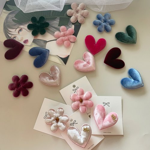 diy丝绒韩国进口软萌桃心花朵