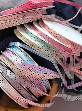 日本进口单面黑色波点高光泽缎带手工diy蝴蝶结发夹宠物夹礼盒包
