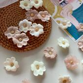 韩国进口ins清雅栀子树脂花手工diy饰品发夹碎发夹发圈制作配件