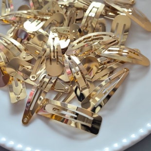 韩国进口金色掰掰BB夹和不锈钢款2款选手工diy头饰品发夹制作配件