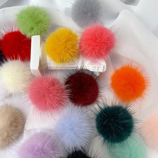 韩国进口3cm貂毛球手工diy饰品发夹头花发箍装 饰材料宠物夹配件