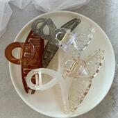 韩国进口半透明果冻色大鲨鱼爪夹手工diy饰品蝴蝶结发夹基础配件