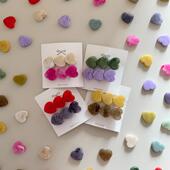 韩国进口ins流行润彩多色小桃心手工diy儿童发夹皮筋款 耳饰配件